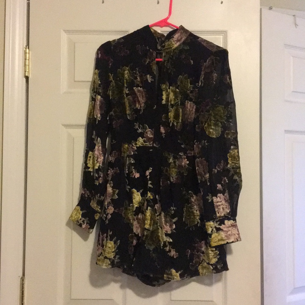 ASTR sheer/velvet romper